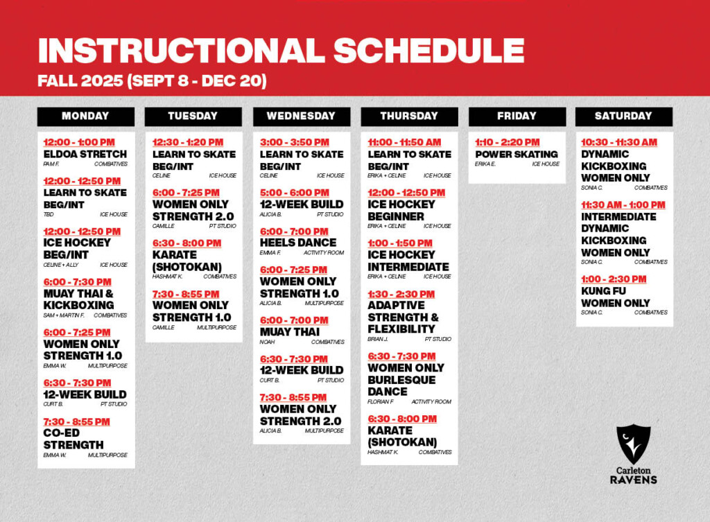 Instructional Schedule Fall 2025