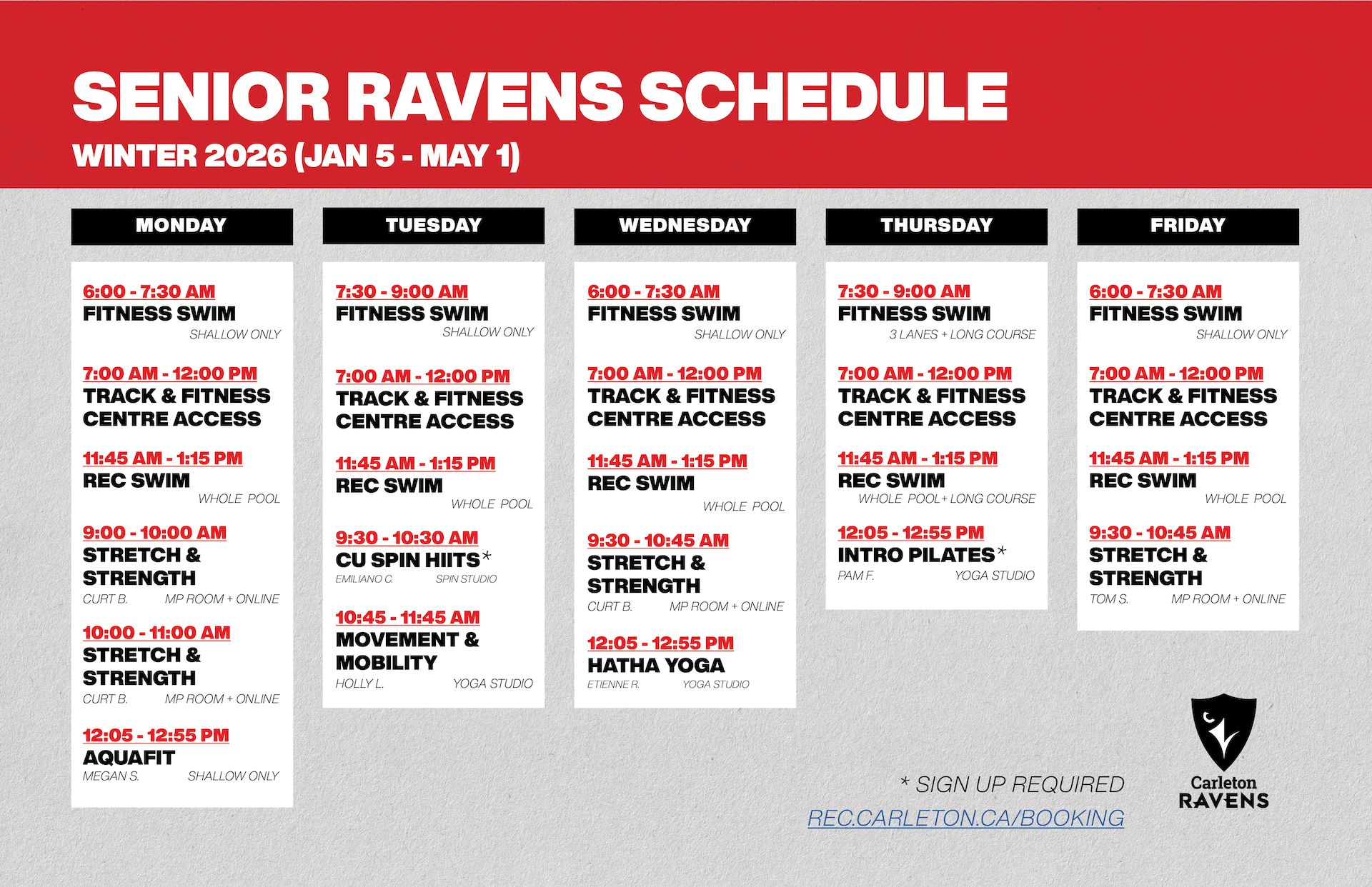 senior ravens schedule winter 2026