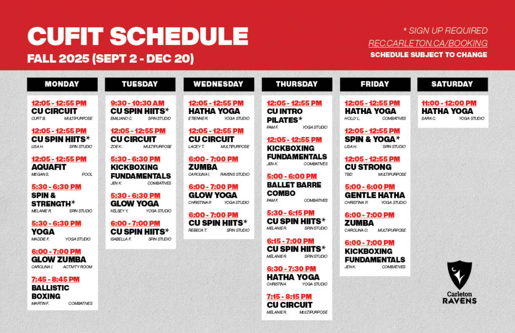 Fall Schedule CU FIT 2025